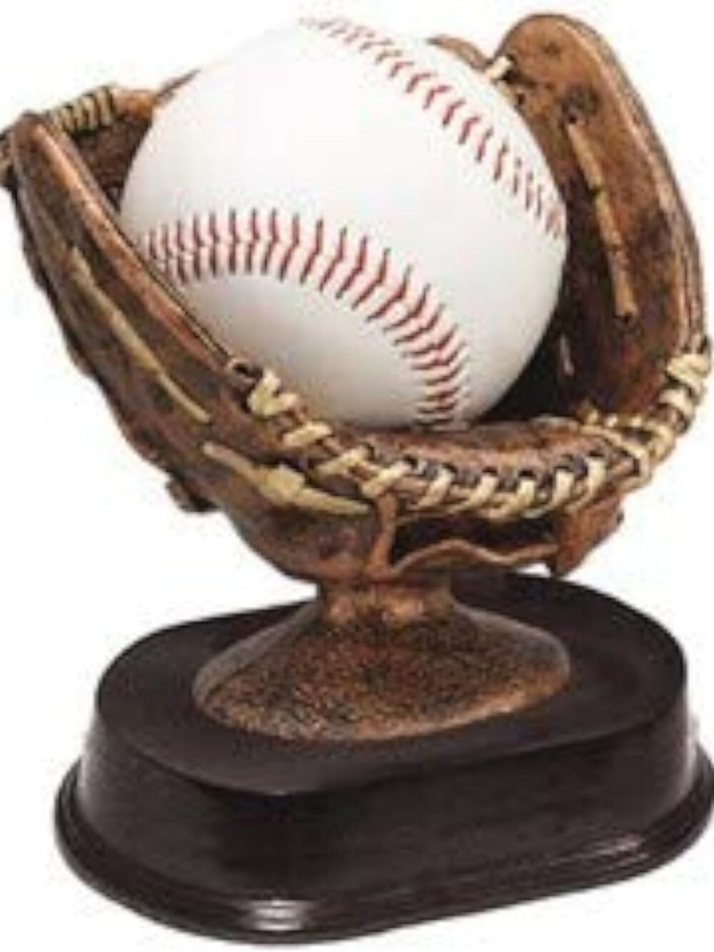Custom Engraved Baseball Glove Trophy Holder - Bronzed Game Ball Display Award